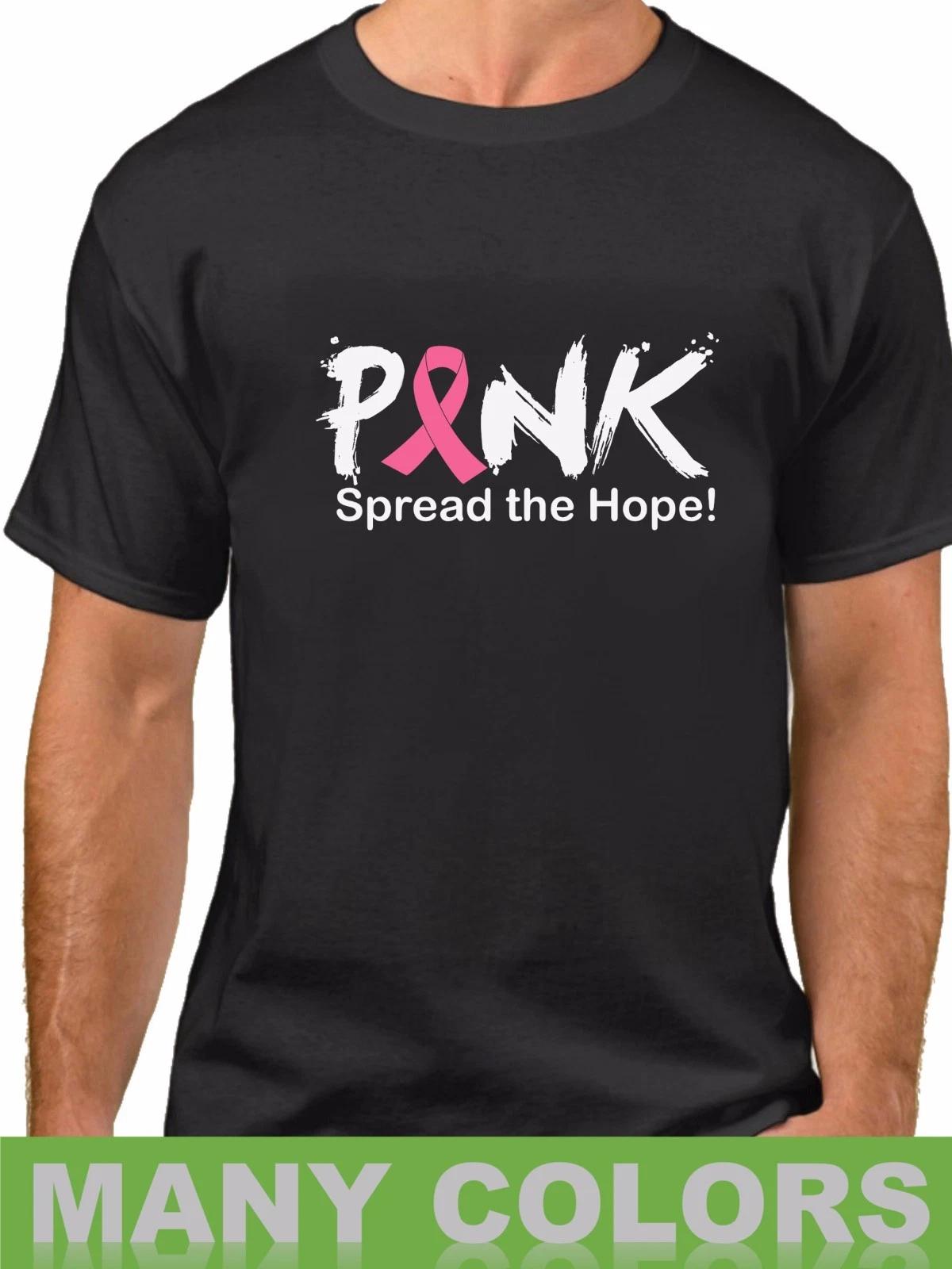 Pink Spread The Hope Shirt Breast Cancer Awareness Tee Support Ribbon Men 4XL