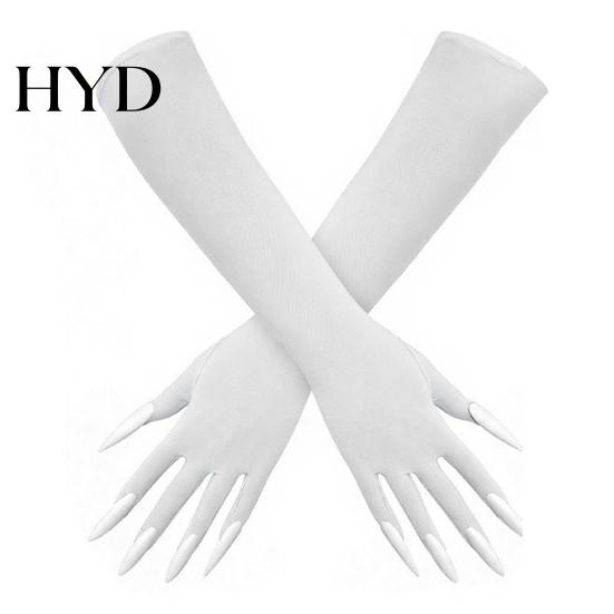 Creepy Long Nail Gloves 1 Pair Halloween Ghost Claw Gloves, Fingernail Witch Costume Durable Party Handwear Accessory, Dark Performance Prop