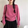 Solid Color Round Neck Simple Women's Sweater Autumn and Winter with Fashionable High-end Long-sleeved Top Lazy Outside Knitted Sweater