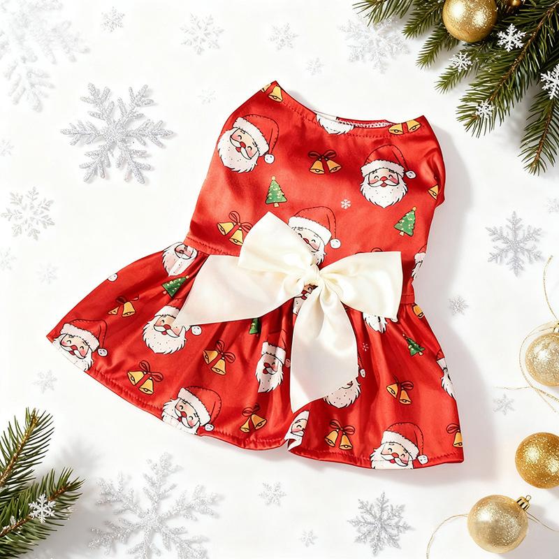 

Pet Christmas Dress Holiday Party New Year s Christmas Dress Skirt Dog Dress Bow Santa Thin Christmas Decorations for Dogs XL червоний