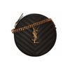 Ysl Vinyle Gold Logo Chain Quilted Leather Small Round Crossbody Bag Women Bags Black 610436-1GF07-1000