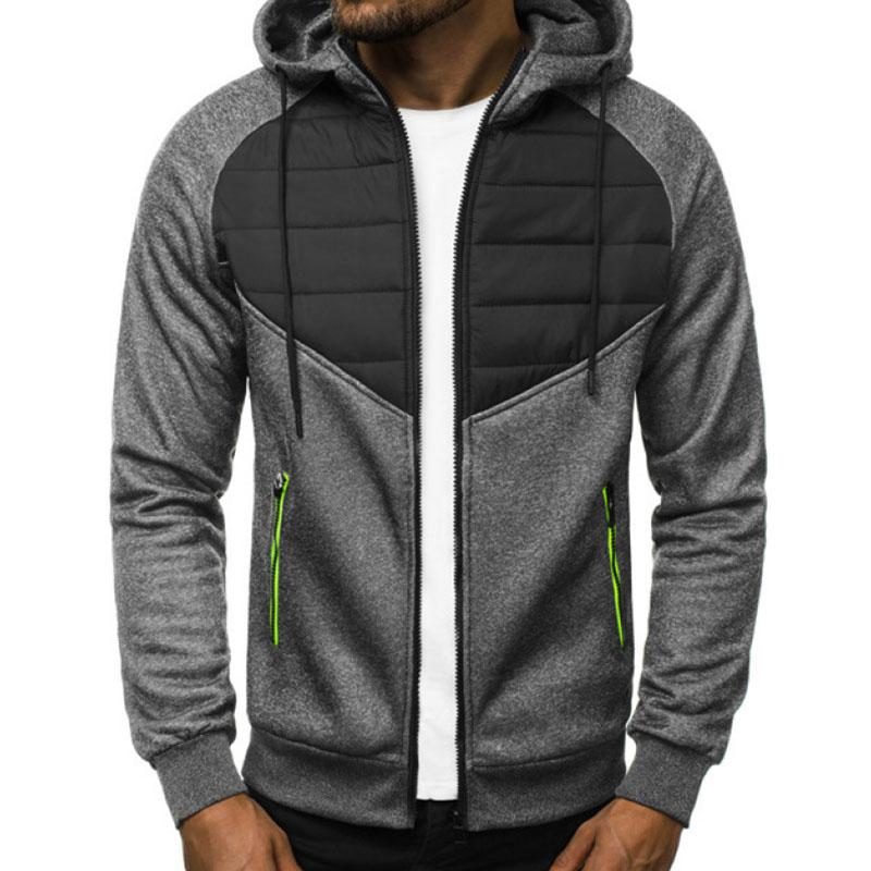 New Men's Casual Sweatshirt Zipper Hooded Sweatshirt Jacket Men's Patchwork Cardigan