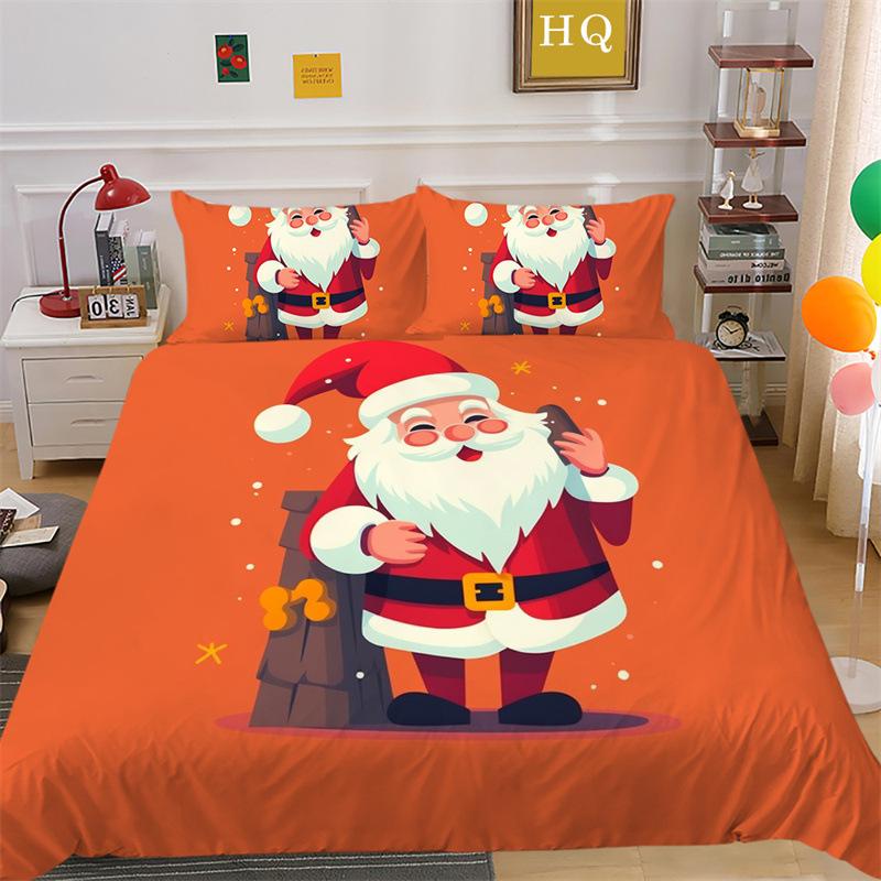 Christmas Snow Scene 3D Printed Polyester Pillowcase Quilt Cover Two Or Three Piece Set