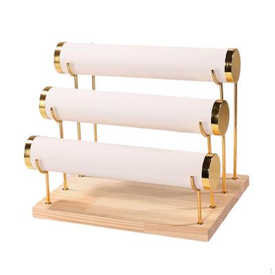 3 Tiers Bracelet Holder Jewelry Storage Wood Base Gift Wristwatch Rack Watch Display Stand for