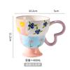 Hand-Painted Relief Goblet Household Ceramic Cup Drinking Cup Coffee Cup Cute Milk Oat Cup