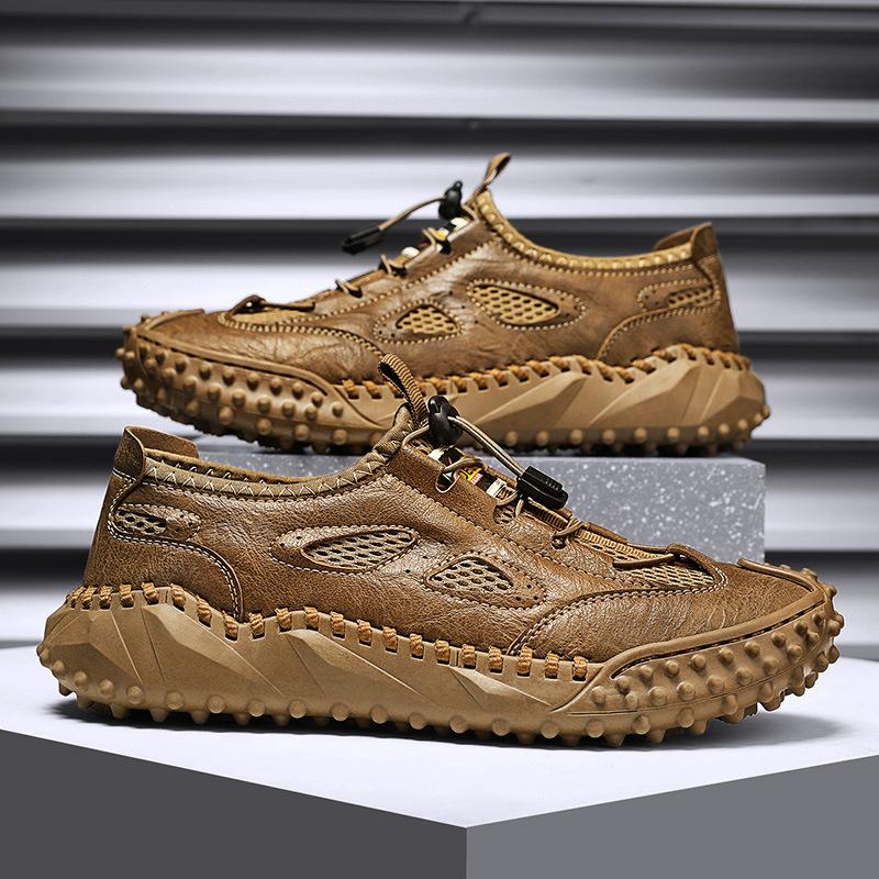 

Amazon summer large size hand-stitched foot cover casual shoes men s breathable and versatile never degummed mesh shoes 38 коричневый