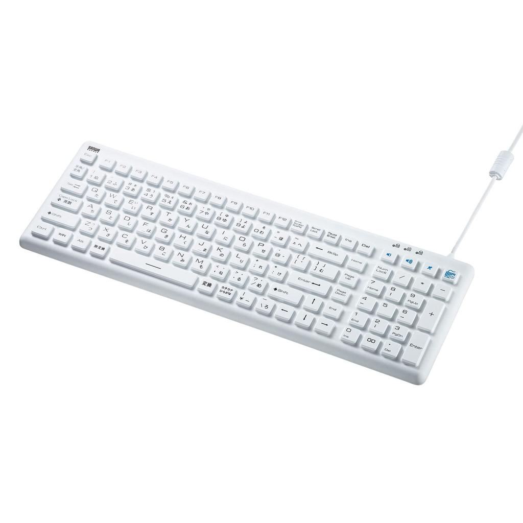 Sanwa Supply Klávesnice Drátová USB Připojení Prachotěsná Bílá Antibakteriální, Vodotěsná, SKB-BS7W