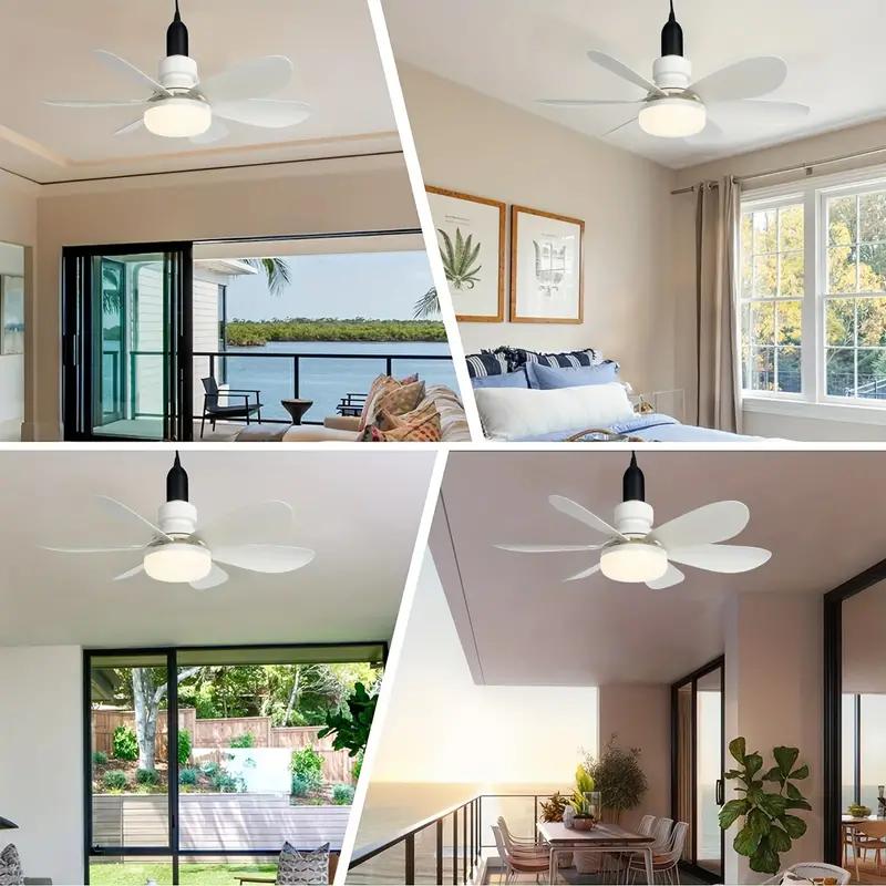 1pc Socket Fan Light Screw Ceiling Fans with Lights and Remote Easy Install Ceiling Fan Dimmable Socket Fan Ceiling