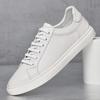 Men's Trendy Skate Shoes: White Leather Fashion Casuals, Top Layer Cowhide, Large Sizes Available