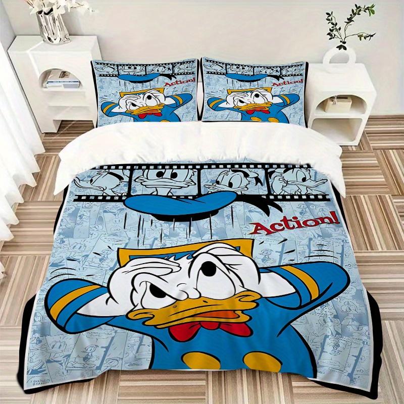 Set Biancheria da Letto Design Azione Striscia Film Film di Paperino, Include 1 Copripiumino e 2 Federe, Senza Imbottitura, Morbido e Confortevole