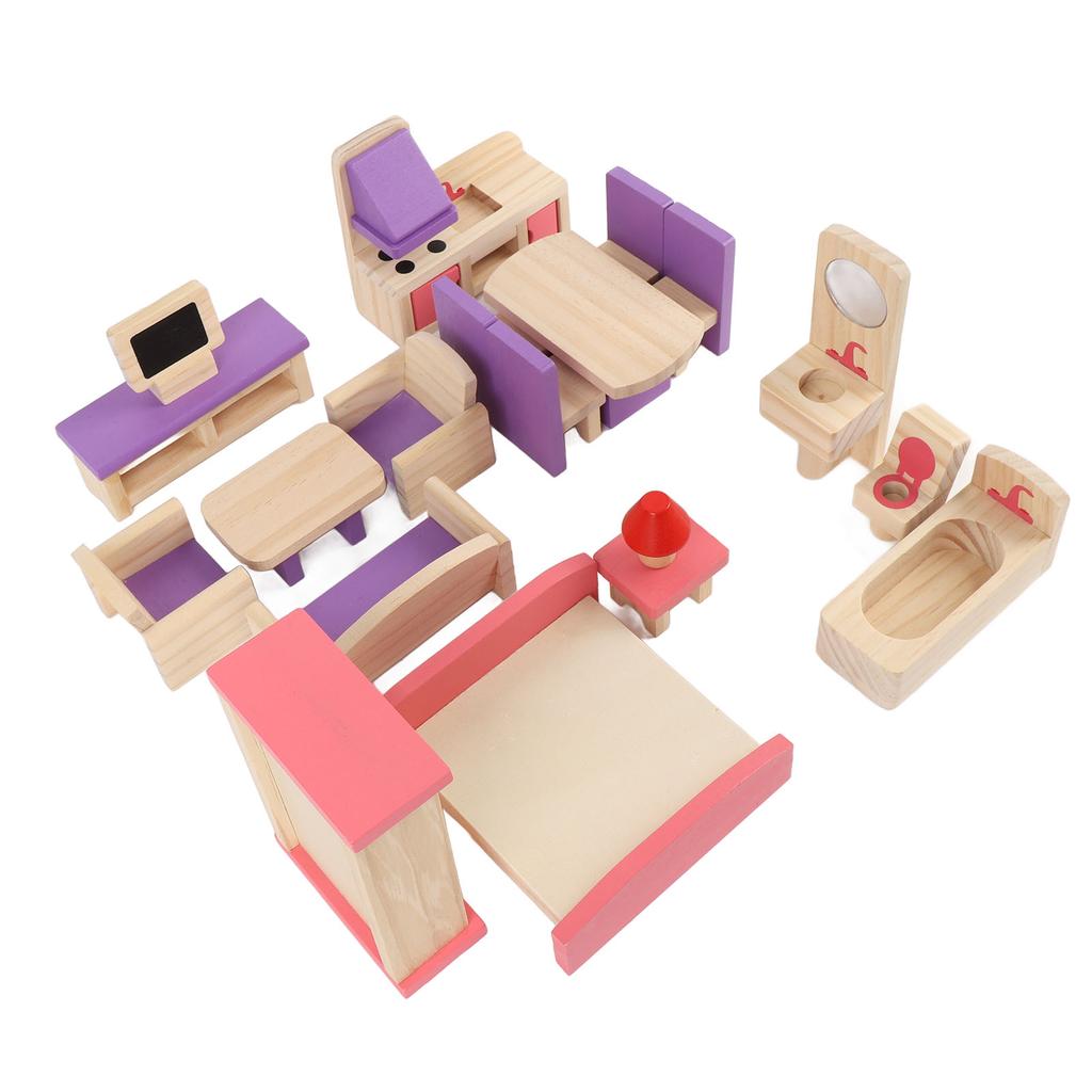 Wooden Simulation Toy Solid Wood Children Play House Small Furniture Toy Set for Children