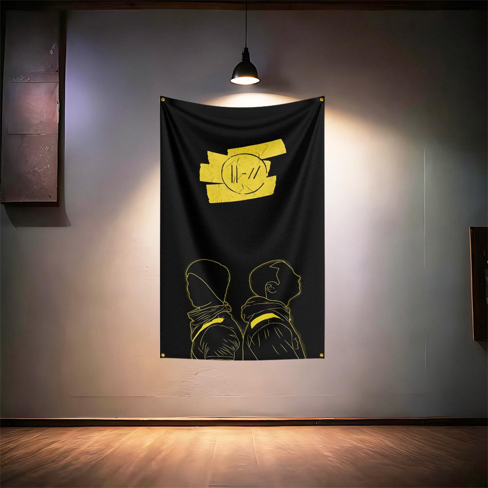 Rock Music Flag 3x5ft For Twenty One Pilots Fans Banner Hd Print Brass Grommet Garage Bedroom Living Room Dorm Wall Decor Tapest