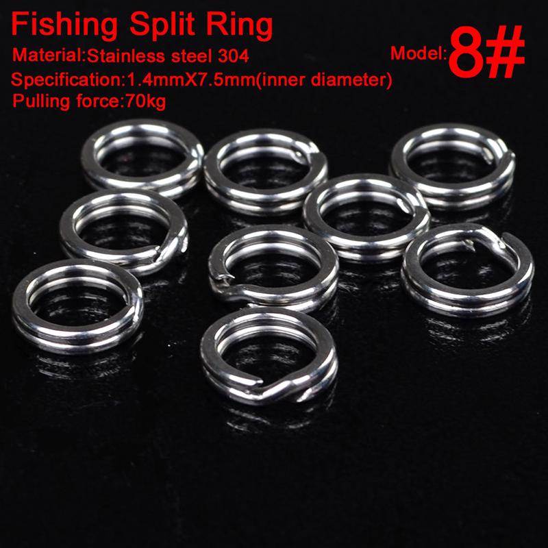 100pcs/Set 3#-8# Fishing Split Rings Double-Loop SS Lures Tackle Connectors Tool