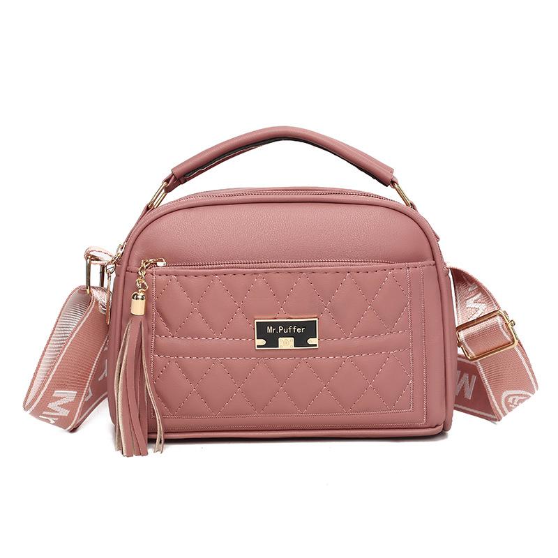 New Soft Leather Fringed Small Bag In Early Autumn, Women's Rhombus Portable Multi-layer Practical Single Shoulder Oblique Span Bag