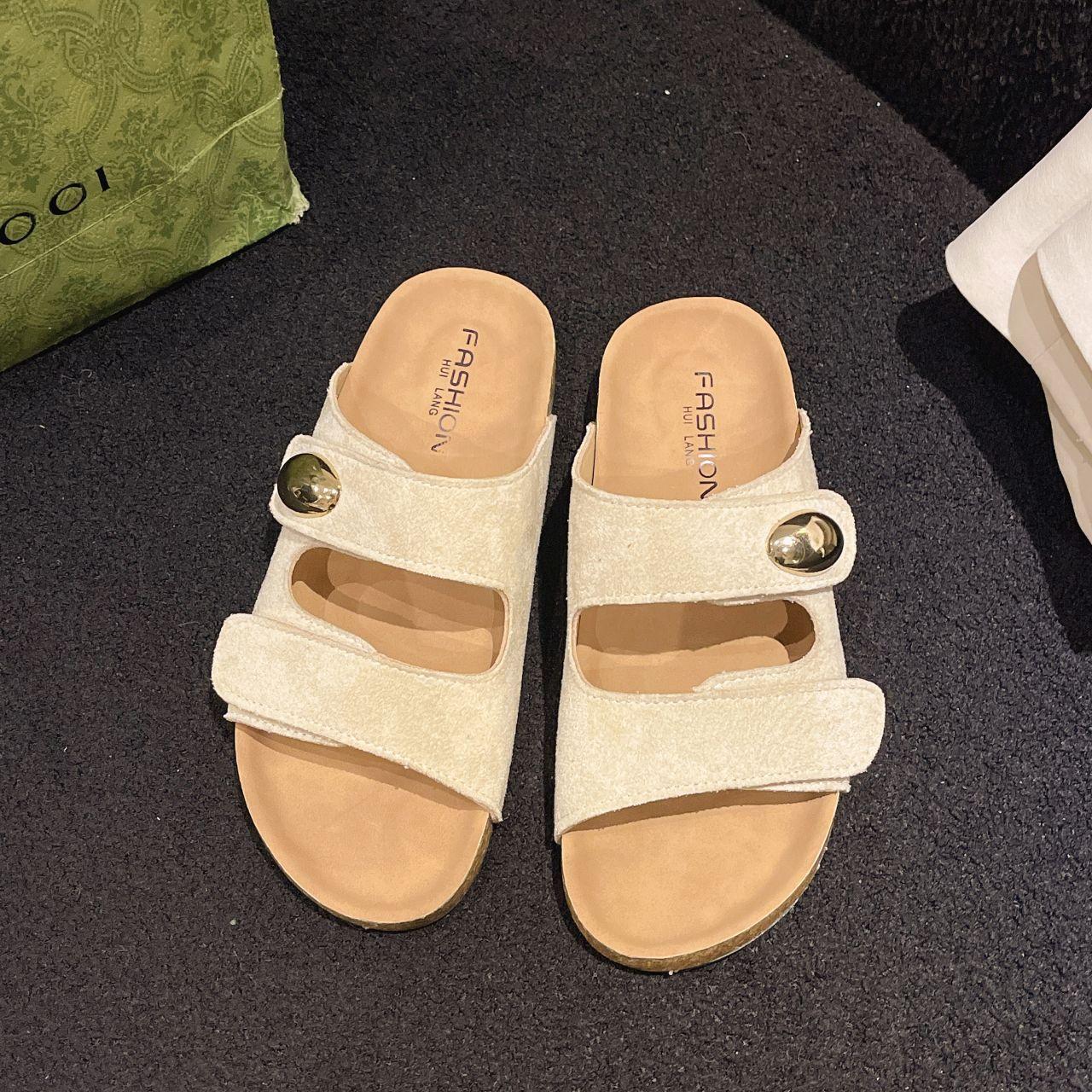 

Женские повседневные шлепанцы из пробки разных цветов, уютные пляжные шлепанцы для пар, женские балетки, обувь для прогулок на открытом воздухе для девочек, сандалии из нубука 35 бежевый