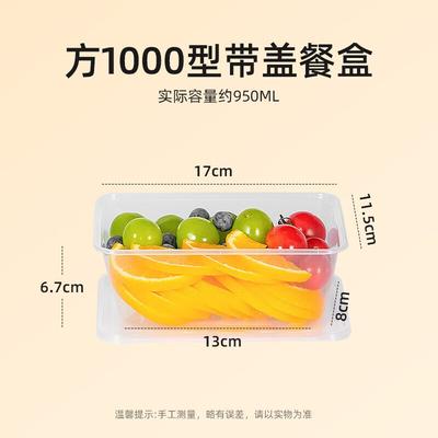 Minchen Disposable Rectangular Plastic Food Containers with Lids (300 Pcs, 1000ml)