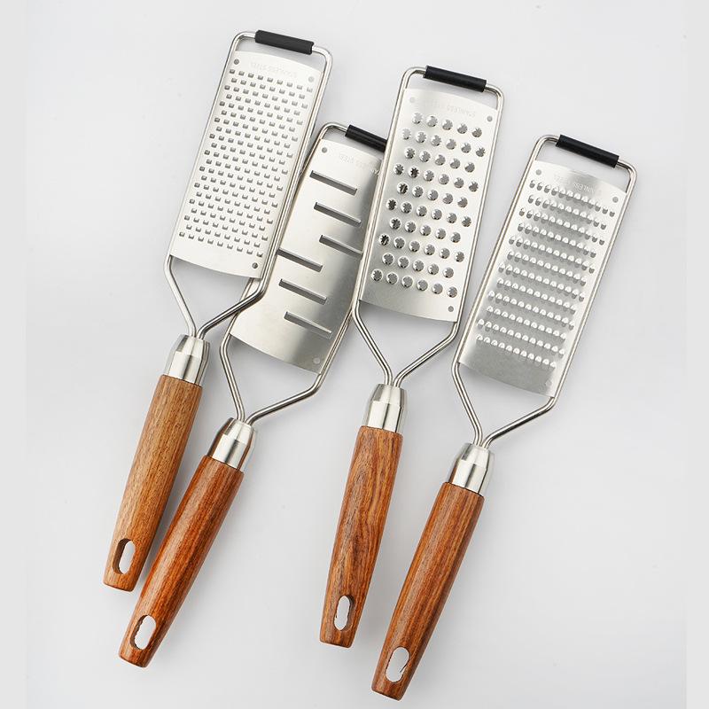 Cheese Grater With Natural Wood Handle Stainless Steel Zester Grater Kitchen Citrus Zester Tool For Ginger
