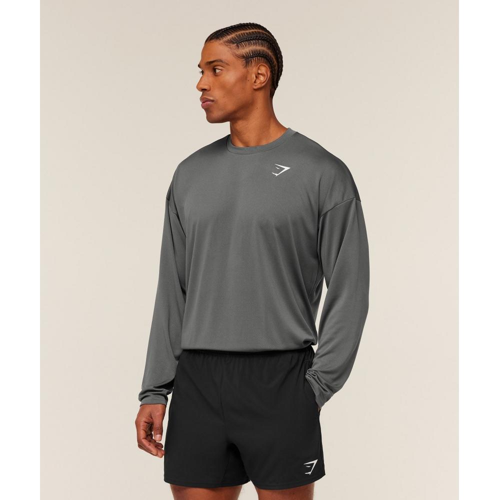 Gymshark Arrival Oversized Long Sleeve T shirT silhoueTTe Grey A3b4v Gbp4