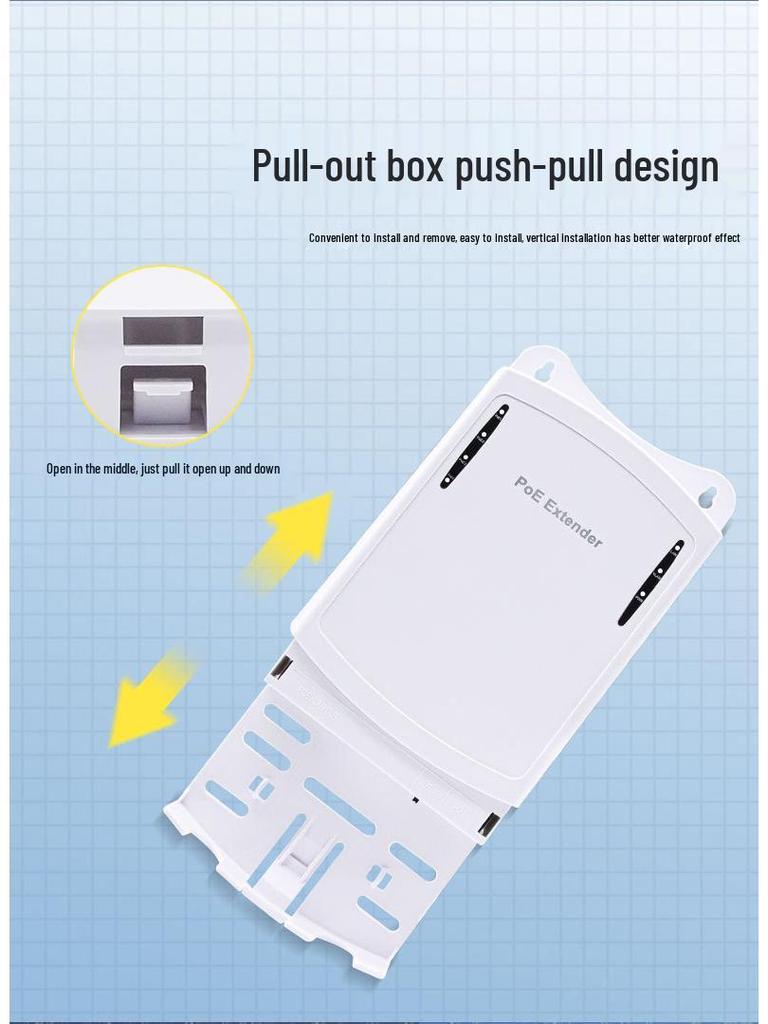 National Standard Outdoor POE Extender - One-to-Four Network Signal Repeater with Cascade Feature.