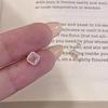Elegant Pink Sugar Cube Stud Earrings for Women – Trendy, Versatile, and Sweet Ear Accessories