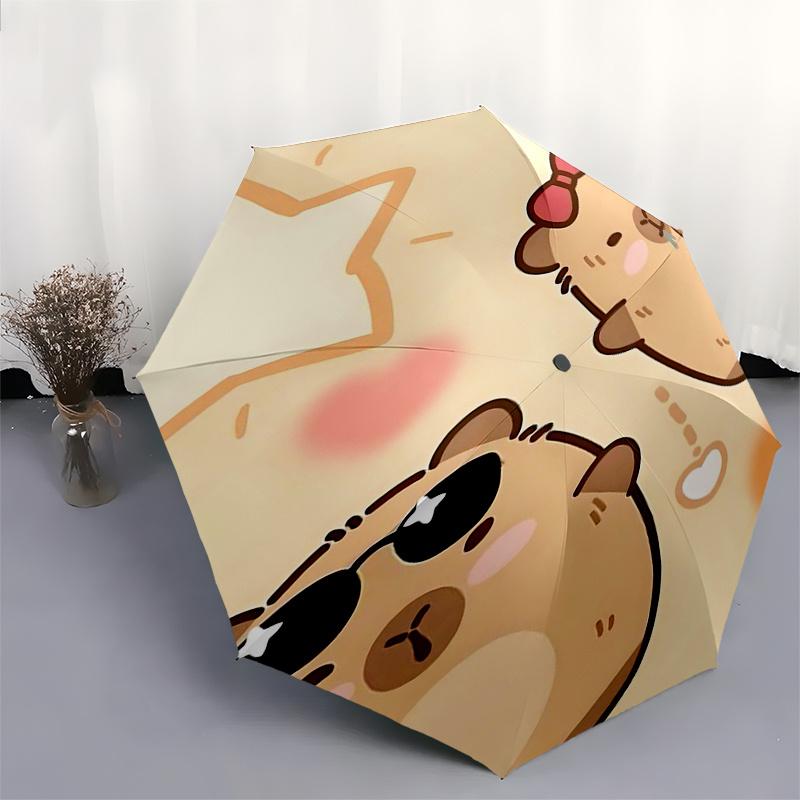 Capybara Themed Travel Umbrella-8 Ribs Automatic Opening and Closing, Portable Folding Design, Compact and Stylish Umbrella Suitable for Out