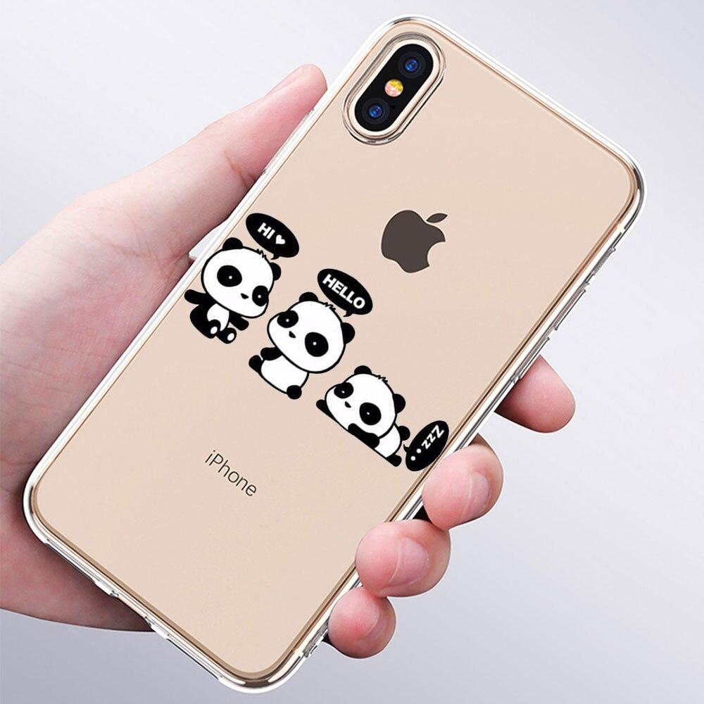 Luxury Soft Silicone Phone Case Cute Panda Bear China for Apple iPhone 11 Pro XS Max X XR 6 6S 7 8 Plus 5 5S SE Fashion Cover