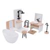1:12 Scale Miniature Dollhouse Bathroom Set Mini Shower Room Toilet Sink Bathtub Stool Faucet Furniture Accessories