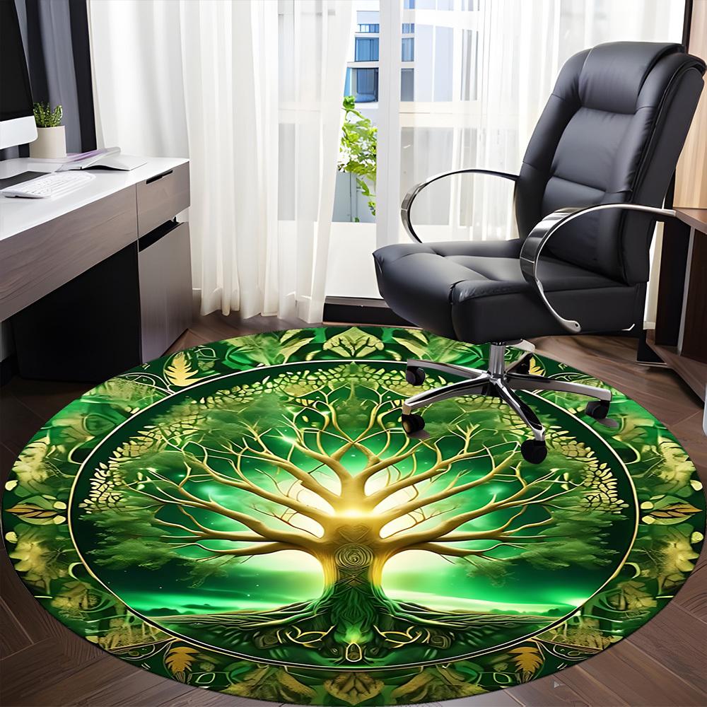1pc Tree of Life Mandala Chair Carpet for Office Non-Slip, Machine Washable Rug for Office - Holiday DecorMachine Made yy251029026
