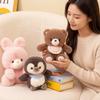 23Cm Bib Sitting Cartoon Animals Plush Toy Stuffed Panda Rabbit Penguin Chick Bear Doll Appeasing Sleeping Friend Gift