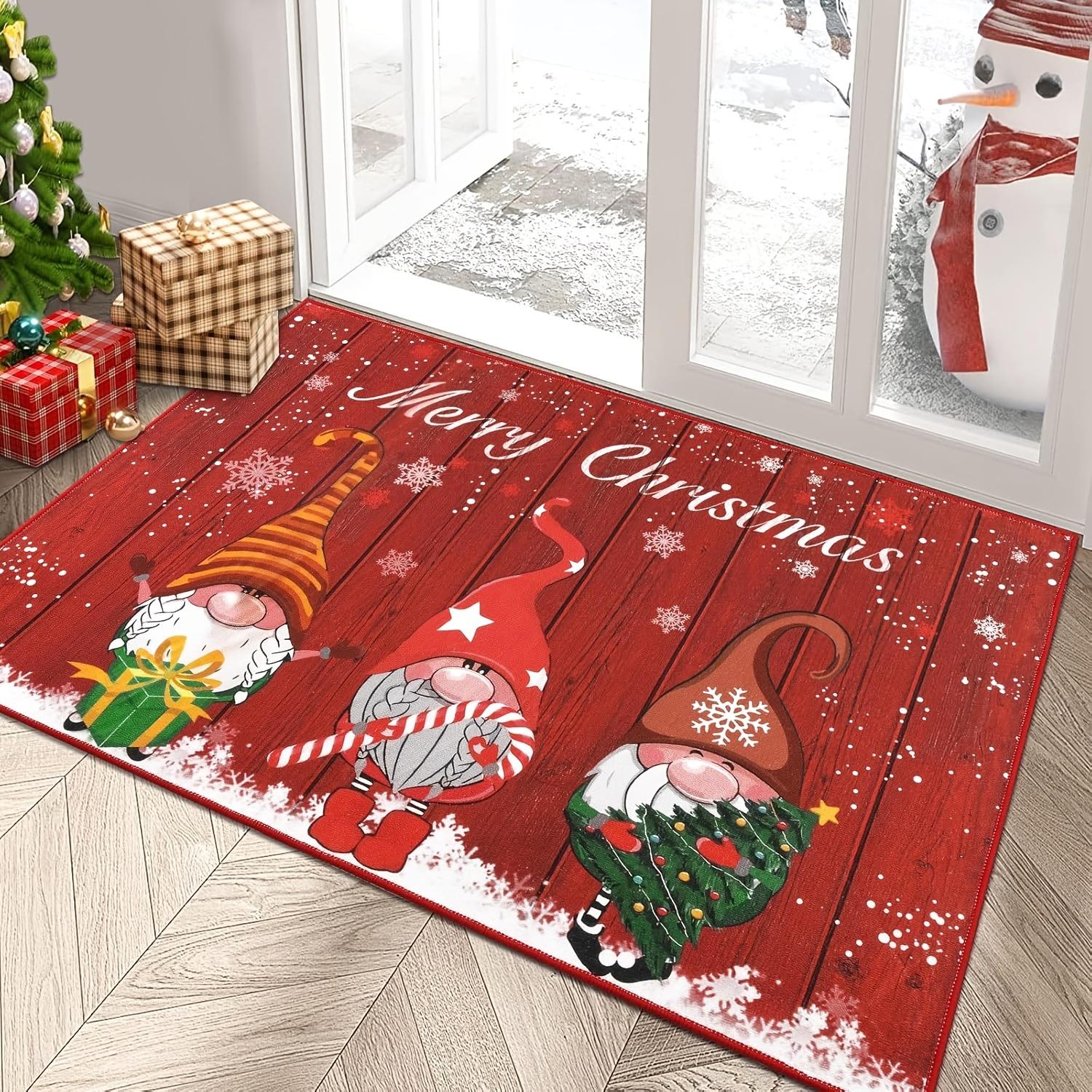 

Christmas Tree Doormat, Non-Slip Holiday Welcome Mat with Festive Pine Design, Washable Rug for Front Door Decor 50x80cm