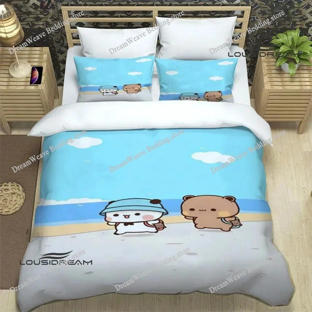Cute Cartoon Bear Printed Bedding Sets Exquisite Bed Supplies Set Duvet Cover Bed Comforter Set Bedding Set Luxury Birthday Gift