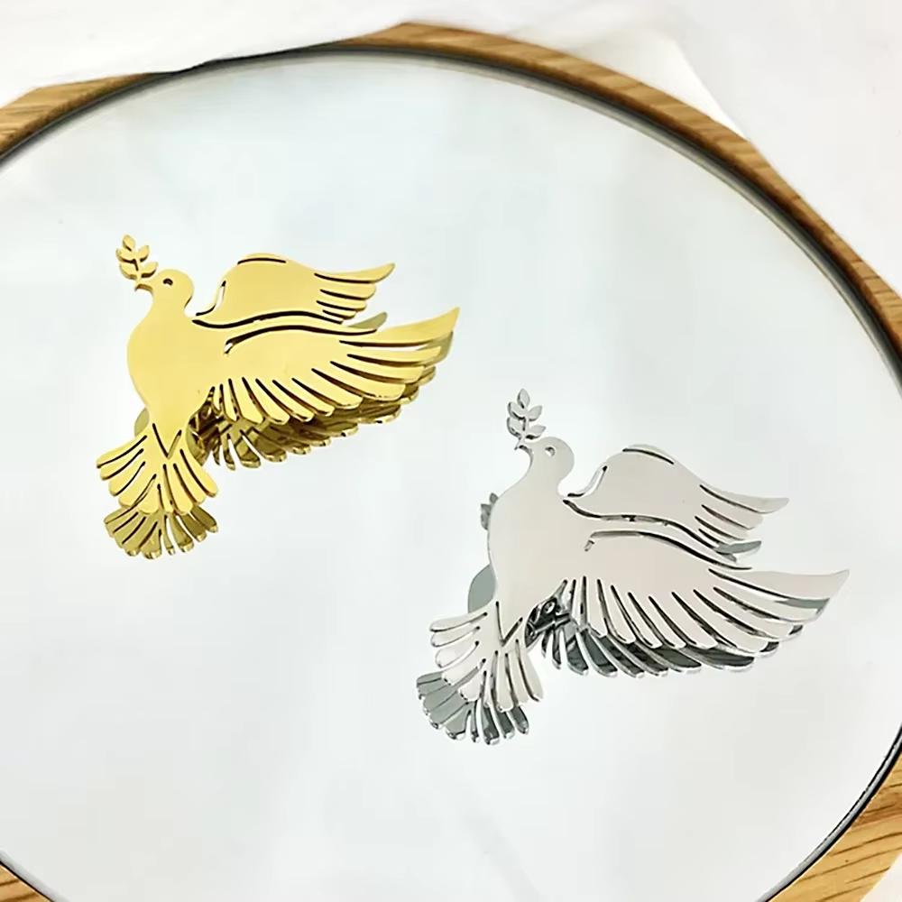 Edelstahl Broschen für Damen Metall Taube Brosche Damen Anzug Reversnadeln Schmuck Zubehör Romantische Hochzeitsfeier Geschenke