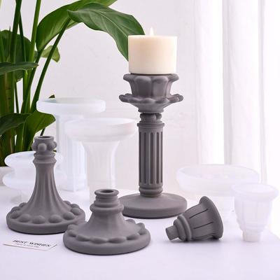 European Style Candle Holder Silicone Mold DIY Aromath Candlestick Base Plaster Resin Craft Casting Molds Home Decor Supplies