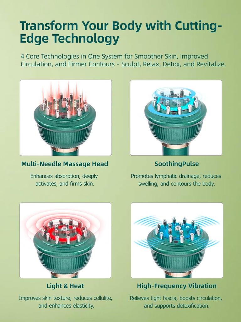 Lymphatic Drainage Massager & Anti Cellulite Massage Tool, for Legs, Arms & Belly, Body,Helps Reduce Stretch Marks & Cellulite,W