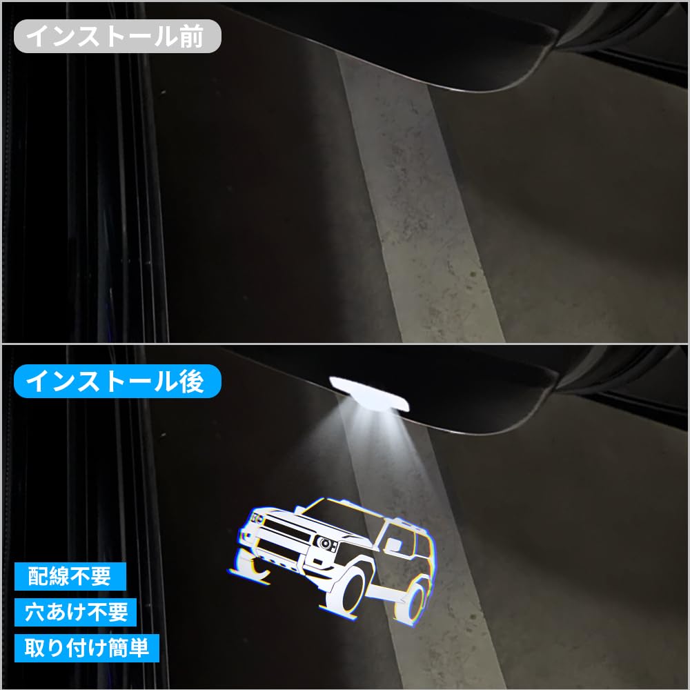 Car Courtesy Lights, LED Logo Projection Courtesy Lamps for Land Cruiser 250 Series (LC250-07), 2-Piece Set with Tools. Fits Land Cruiser 250 Series (