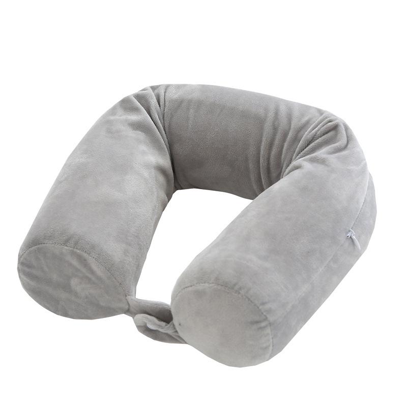 Cylindrical Memory Foam Travel Pillow: Twistable U-Shaped Neck Support with Slow Rebound 68x10CM
