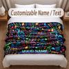 Music General Theme Soft Blanket Personalized Custom Name Text Print Warm Blanket Home Sofa Bedroom Decor