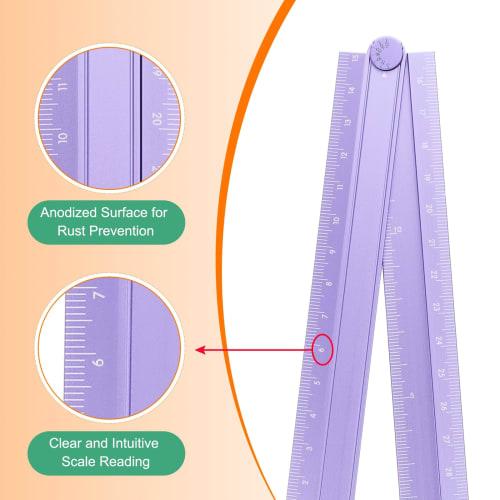 uxcell 30cm Folding Straight Ruler, Metric Aluminum Alloy Protractor, Foldable Angle Ruler, Geometry Measuring Tool with Squares for Architects, Artis