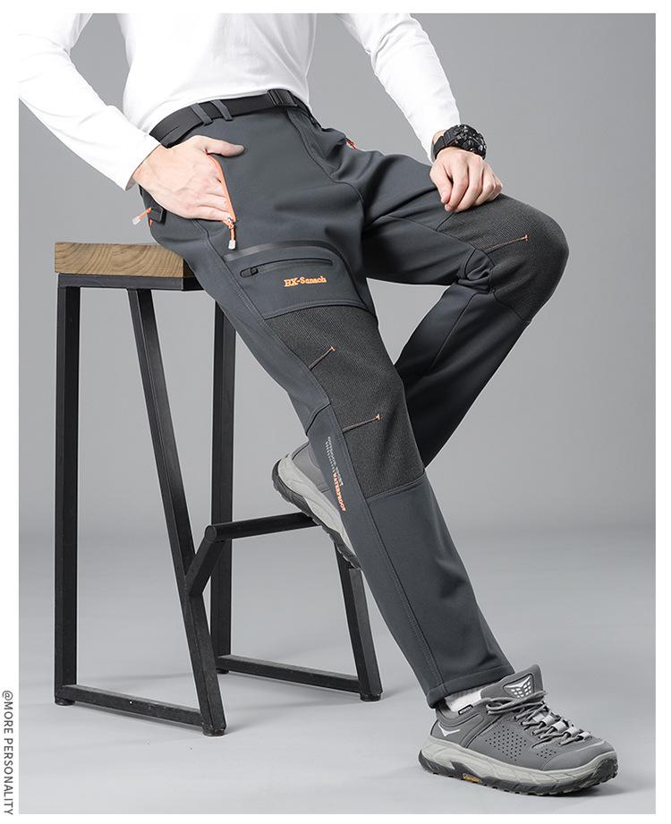 Men's Plus Velvet Winter Ski Pants - Windproof, Waterproof, Wear-Resistant, Warm for Hiking, Fishing, and Mountaineering.