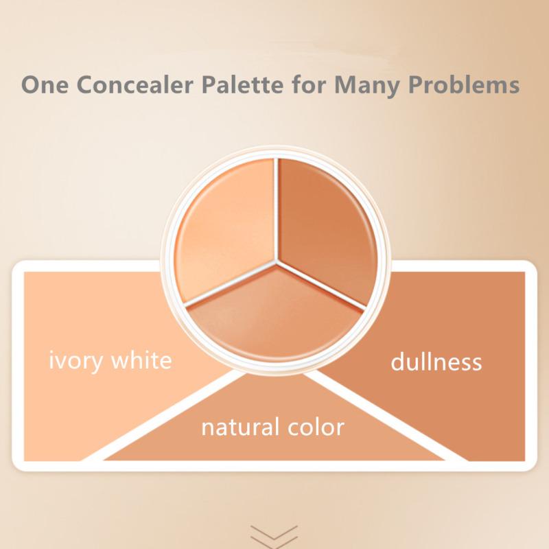 3-in-1 Concealer Blemish & Acne Coverage Concealer Palette Waterproof Non-Removal Concealer