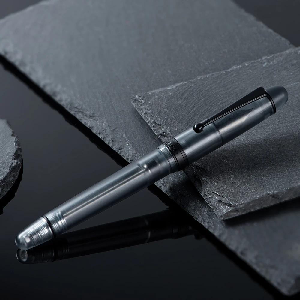 Asvine V126 Penna Stilografica a Riempimento Sottovuoto Nero Opaco Titanio Pennino EF/F/M Acrilico Scrittura Regalo di Natale Penna per Ufficio Lusso