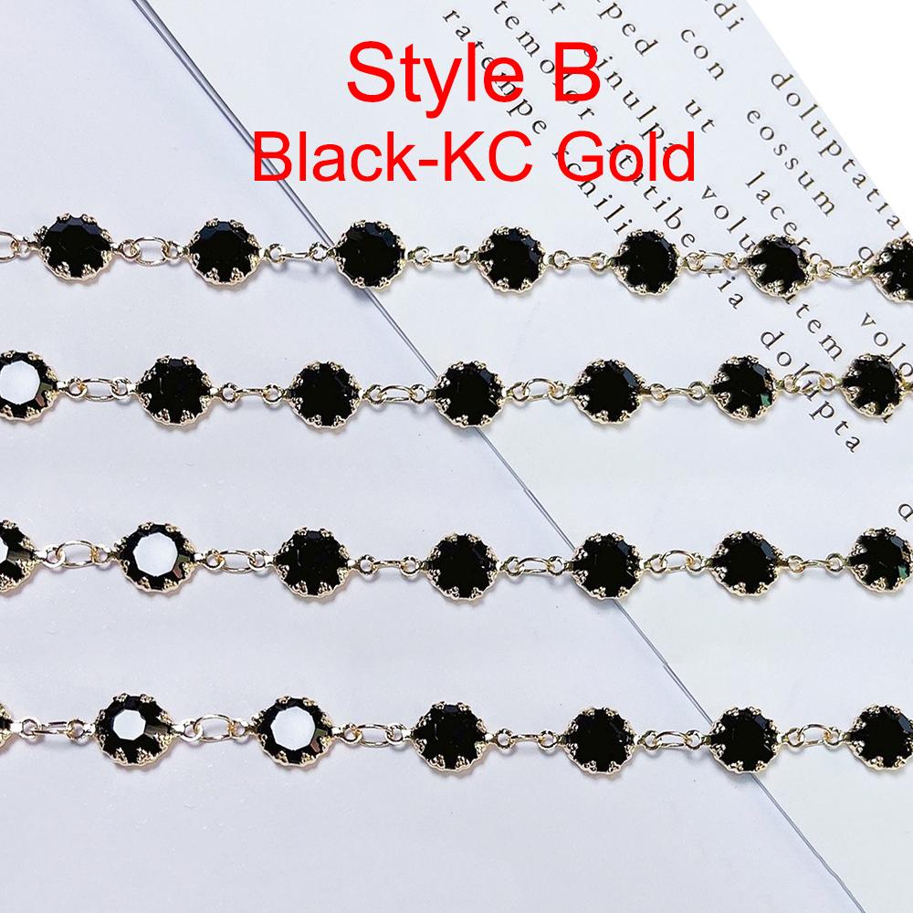 1meter 6mm Colorful Crystal Beads Beaded Chain Glass Bead KC Gold Necklace Chain Accessories for Jewelry Making Crafts DIY
