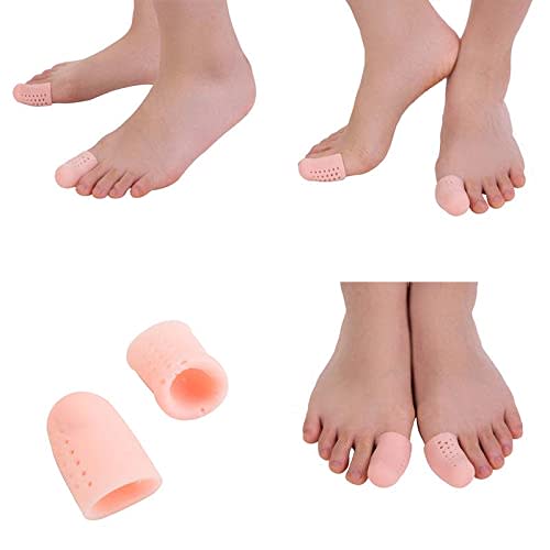 Karonpeln Set of 2 Silicone Toe Cots, Toe Caps, Protectors, Toenail Protection Caps, Cushioned, Shock Absorbent, Friction Pain Relief, Breathable, Was