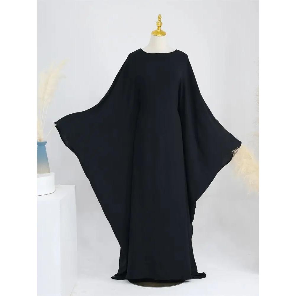 Ramadan Eid Weiche Crepe Khimar Batwing Abaya Dubai Islam Muslim Modest Afrikanische Kleider für Frauen Kaftan Kebaya Robe Femme Musulma