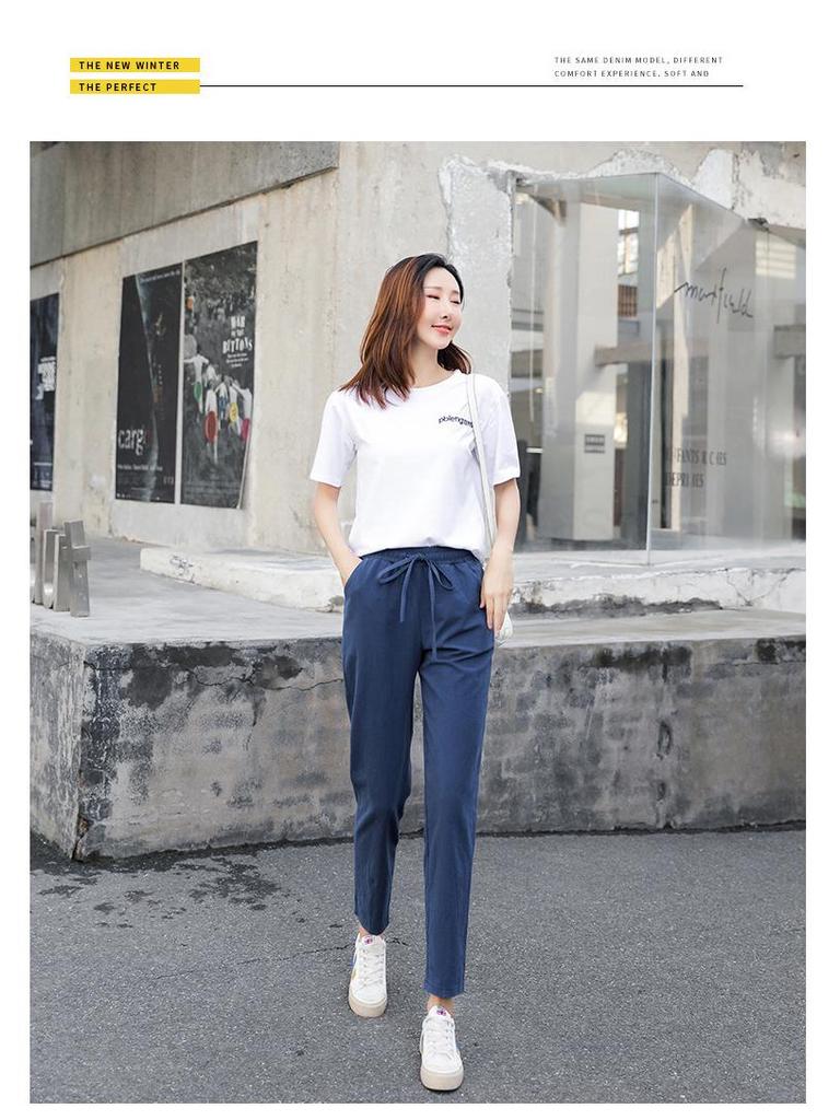 Damen Baumwollleinen Haremshose - Frühling/Herbst, Casual, Leicht, Petite, Gekürzt, Sieben/Achtel-Länge.