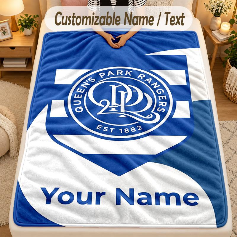 Flannel BlanketQueens Park Rangers FC Custom Name Text Personalized Soft Warm Throw Blanket Home Decor Gift