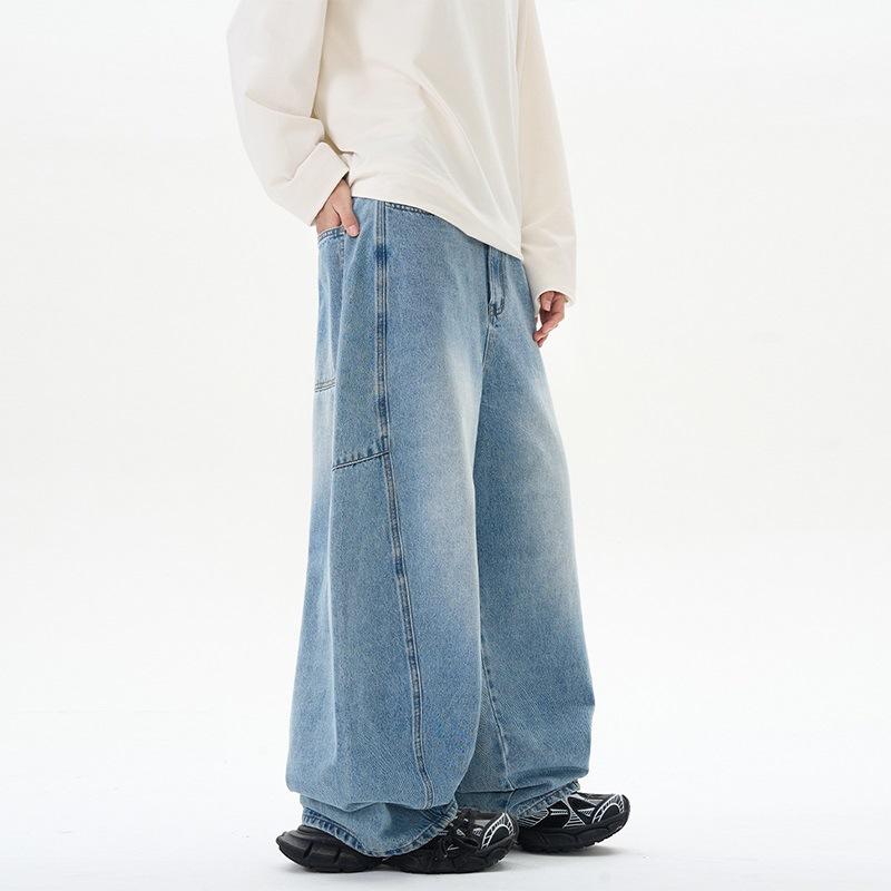 New Spring and Summer American Jeans Men and Women Loose Straight Personalized Scimitar Pants