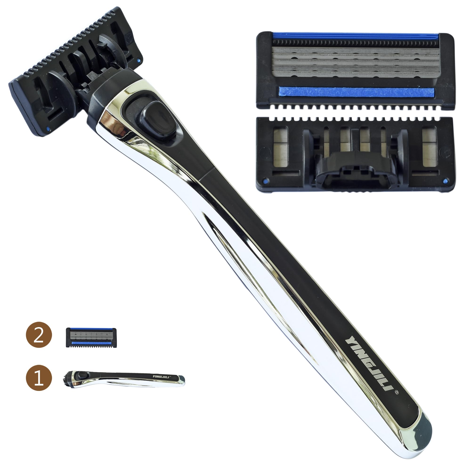 

Beard Shaving Manual Razor Beard Trimmer 5 Layers Razor Men s Shaver T Shape Razor Small Face Shaving Shaving (Body + 2 Replacement Blades)