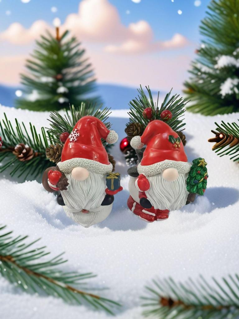 Santa Claus with Gifts Resin Christmas Decoration for Desktop or Living Room