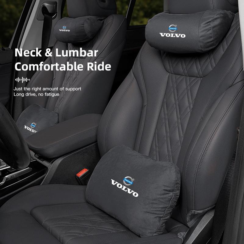 AALJ1 Volvo Car Headrest Support Cushion Suede Lumbar Pillow Accessories For 190h XC40 V70 XC XC60 XC90 V50 V90 R V40 SC60 S60 V60 C30